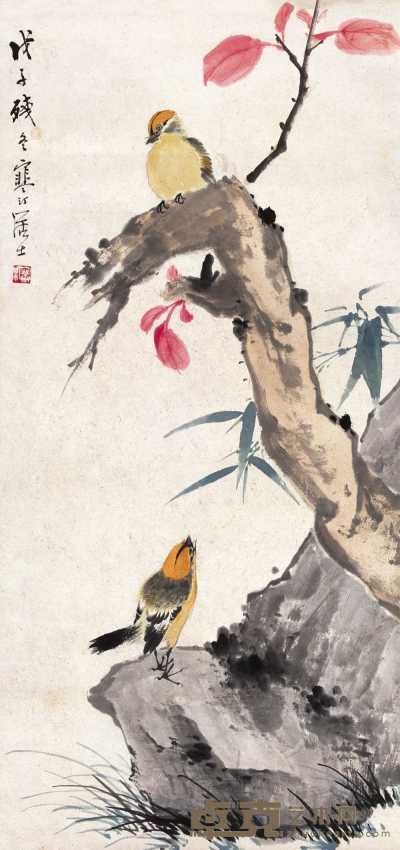 江寒汀 1948年作 花鸟 立轴 32×67cm